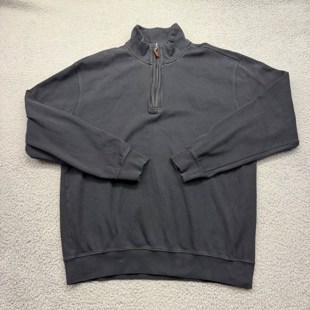 Jack Nicklaus Mens Size Large Black 100% Cotton 1/4 Zip Pullover Golf Sweater
